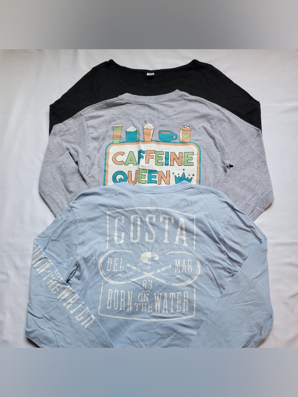 Womens Lot Of 3 Long Sleeves Sz Small Coastal Theme Blue Grey Black